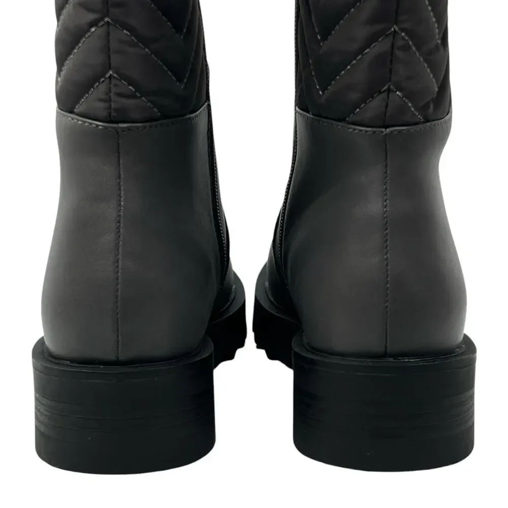 JustFab Noa Chevron Quilted Flat Boots Magnet Gray Size 9 NIB